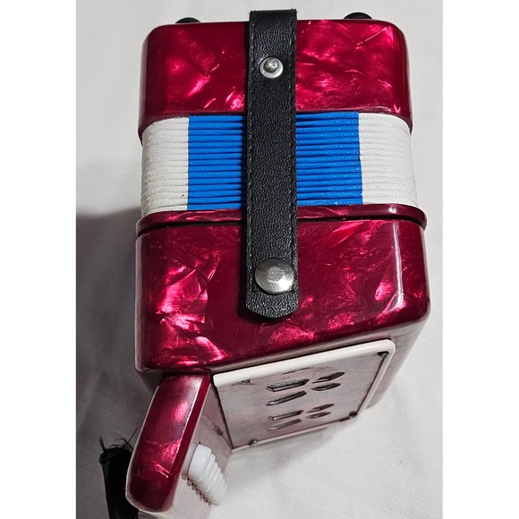 Vintage Goodlin Midget Accordion Toy Red Blue Kids Musical Instrument - Picture 5 of 15